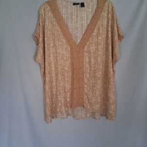 Women's Tan V-Neck Top
